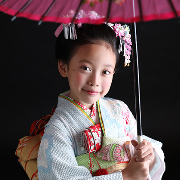 七五三7歳正絹着物レンタル　水色総絞り　世田谷区喜多見狛江