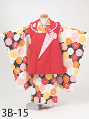七五三３歳着物レンタル　赤 黒