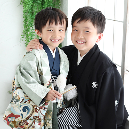 七五三5歳着物レンタル　青　世田谷区喜多見狛江