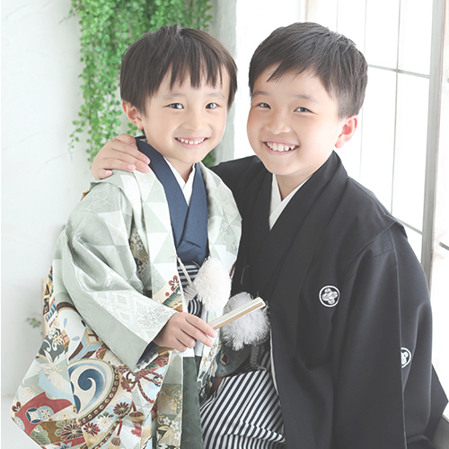 七五三5歳着物レンタル　青　世田谷区喜多見狛江