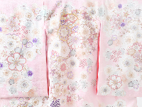 お宮参り初着レンタル 掛け着 ピンク 正絹