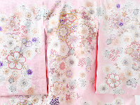 お宮参り初着レンタル 掛け着 ピンク 正絹