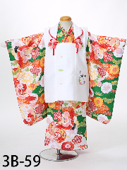 七五三３歳着物レンタル　緑