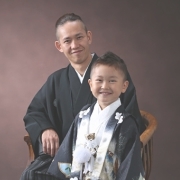 七五三5歳着物レンタル　金閣紺　父子　世田谷区喜多見狛江